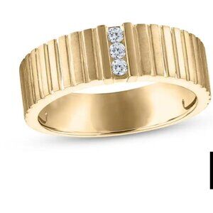 Now & Forever 1/10 CT Diamond & 10kt YGTrio Grooved Band